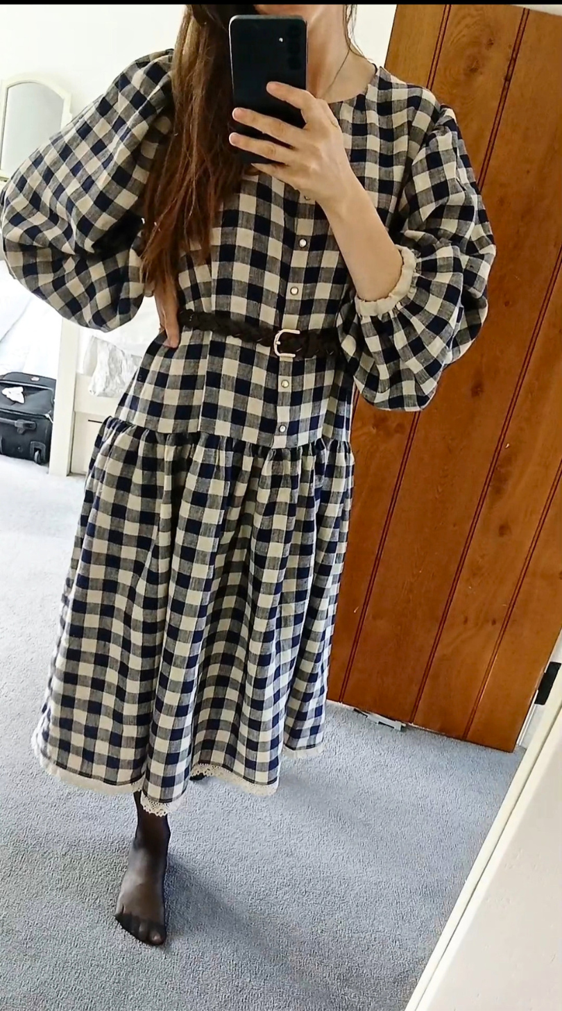 Vintage lininė suknelė individualus siuvimas